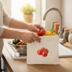 Anubhav Janni Fridge Vegetable Bag Cotton Reusable Fruit Bags Storage Kitchen Organizer Washable Breathable Zipper Cloth Fruits Vegetables Cotton Reusable Breathable Washable (Set Of 10 Pcs) - Image 3