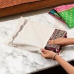Anubhav Janni Saree Cover Cotton Big Covers Storage Single Silk Sarees Lehengas Clothes Zipper Closure Beige Covers Bags Zip Transparent Sari Organizer Wardrobe Bag Cover (Pack Of 1 Pcs) - Image 2