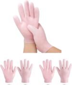 Anubhav Janni Gel Hand Gloves Silicone Moisturizing Gloves Aloe Lotion Spa Hydrating Care Anti Slip for Repairing Dry Soft Reusable Gloves Treatment Cracked Aging Hands Pink Cracked (1 Pair)
