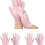 Anubhav Janni Gel Hand Gloves Silicone Moisturizing Gloves Aloe Lotion Spa Hydrating Care Anti Slip for Repairing Dry Soft Reusable Gloves Treatment Cracked Aging Hands Pink Cracked (1 Pair)