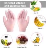Anubhav Janni Gel Hand Gloves Silicone Moisturizing Gloves Aloe Lotion Spa Hydrating Care Anti Slip for Repairing Dry Soft Reusable Gloves Treatment Cracked Aging Hands Pink Cracked (1 Pair) - Image 5
