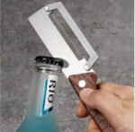 Anubhav Janni 3 In 1 Vegetable Peeler Knife Premium Kitchen With Stainless Steel Blade Wooden Handle Multi Purpose Peeling Tool Fruits Vegetables Bottle Opener Function Opener (Pack Of 1 Pcs) - Image 4