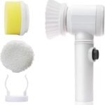 Anubhav Janni 5 In 1 Magic Brush in Electric Multifunctional Cleaning Heads Charging Cord Home Kitchen Tiles Carpet Sink Wash Basin Bath Shower Wall Bathtub Toilet Window (Pack Of 1 Pcs)