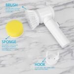 Anubhav Janni 5 In 1 Magic Brush in Electric Multifunctional Cleaning Heads Charging Cord Home Kitchen Tiles Carpet Sink Wash Basin Bath Shower Wall Bathtub Toilet Window (Pack Of 1 Pcs) - Image 9