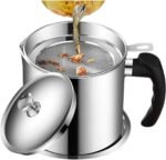 Anubhav Janni Box Oil Filter Pot Stainless Steel Strainer With Fine Mesh Lid Cooking Grease Container for Reusing Frying Oil Reuse Storage Best Saver Anti Scald Handle Storage (Pack Of 1 Pcs)