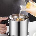 Anubhav Janni Box Oil Filter Pot Stainless Steel Strainer With Fine Mesh Lid Cooking Grease Container for Reusing Frying Oil Reuse Storage Best Saver Anti Scald Handle Storage (Pack Of 1 Pcs) - Image 2