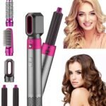 Anubhav Janni 5 In 1 Hair Styler For Women Hot Air Brush Dryer Volumizer Multifunctional Tool Detachable Blow Brush Professional Straightener Curler Crimper Auto Wrap Rotating Comb (Pack Of Pcs)