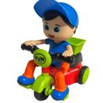 Anubhav Janni Cartoon Tricycle Toy Friction Powered Mini Scooter With Inertia Swing Function Stunt Boy Riding Beautifully Designed Tricycle Small Scooter Kids Basket Back Side (Pack Of 1 Pcs)