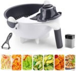 Anubhav Janni 10 In 1 Vegetable Slicer Cutter In Multi Function With Drain Basket Magic Rotate Multifunctional Fruits Cutter Slicer Shredder Rotating Plastic White And Black (Pack Of 1 Pcs) - Image 2
