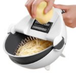 Anubhav Janni 10 In 1 Vegetable Slicer Cutter In Multi Function With Drain Basket Magic Rotate Multifunctional Fruits Cutter Slicer Shredder Rotating Plastic White And Black (Pack Of 1 Pcs) - Image 3