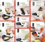 Anubhav Janni 10 In 1 Vegetable Slicer Cutter In Multi Function With Drain Basket Magic Rotate Multifunctional Fruits Cutter Slicer Shredder Rotating Plastic White And Black (Pack Of 1 Pcs) - Image 5
