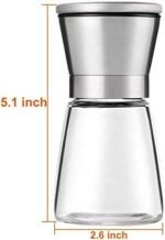 Anubhav Janni Small Hand Paper Grinder Mini Pot Salt Pepper Stainless Steel Grinder Top Spice Mill Ceramic Blades Coarseness Glass Material Crusher Kitchen Dining Table (Pack Of 1 Pcs) - Image 3