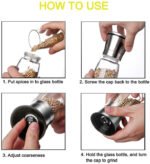 Anubhav Janni Small Hand Paper Grinder Mini Pot Salt Pepper Stainless Steel Grinder Top Spice Mill Ceramic Blades Coarseness Glass Material Crusher Kitchen Dining Table (Pack Of 1 Pcs) - Image 7