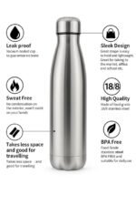 Anubhav Janni Thermos Steel Water Bottle (500 Ml) Stainless Leak Proof Durable BPA Free Bottles Vacuum Insulated Flask Hot Cold Gym Travel Office School Outdoor Use (Pack Of 1 Pcs) - Image 3