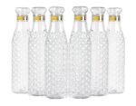 Anubhav Janni Diamond Water Bottle Texture Plastic Leakproof Reusable Drinking Bottles Fridge Gym Office School BPA Free Durable Multicolor Fridge Home Travel Kitchen Office (Set Of 2 Pcs)