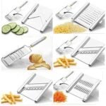 Anubhav Janni 6 In 1 Vegetable Cutter Multipurpose Stainless Steel Grater Slicer Vegetable Cutter French Fries Cutter Potato Chips Kitchen Maker French Cutters Blades Tool (Pack Of 1 Pcs) - Image 7