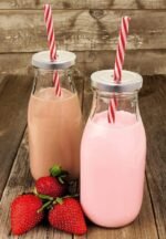 Anubhav Janni Milk Jar (300 Ml) Vintage Bottle Drinking Glass Gingham Lids Retro Juice Jars Milk Coffee Fruit Juice Shake Coco Water Jellies Honey Spices Mousse Lid Home Office (Pack Of 1 Pcs) - Image 6