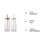 Anubhav Janni Milk Jar (300 Ml) Vintage Bottle Drinking Glass Gingham Lids Retro Juice Jars Milk Coffee Fruit Juice Shake Coco Water Jellies Honey Spices Mousse Lid Home Office (Pack Of 1 Pcs) - Image 9