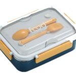 Anubhav Janni 3 Section Steel Lunch Box For Family Members Compartment Stainless Boxes Spoon Lock Leak Proof BPA Free Spoon Tiffin School Kids Office Boys Girls (Pack Of 1 Pcs)