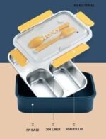 Anubhav Janni 3 Section Steel Lunch Box For Family Members Compartment Stainless Boxes Spoon Lock Leak Proof BPA Free Spoon Tiffin School Kids Office Boys Girls (Pack Of 1 Pcs) - Image 7