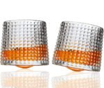 Anubhav Janni Dancing Glass Dot Design (220 Ml) Old Fashioned Whiskey With Rotatable Bottom Drinking Vodka Bourbon Scotch Premium Square Diamond Perfect Scotch Bourbon Vodka Juice (Set Of 6 Pcs)