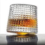 Anubhav Janni Dancing Glass Dot Design (220 Ml) Old Fashioned Whiskey With Rotatable Bottom Drinking Vodka Bourbon Scotch Premium Square Diamond Perfect Scotch Bourbon Vodka Juice (Set Of 6 Pcs) - Image 2