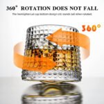 Anubhav Janni Dancing Glass Dot Design (220 Ml) Old Fashioned Whiskey With Rotatable Bottom Drinking Vodka Bourbon Scotch Premium Square Diamond Perfect Scotch Bourbon Vodka Juice (Set Of 6 Pcs) - Image 4