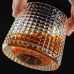Anubhav Janni Dancing Glass Dot Design (220 Ml) Old Fashioned Whiskey With Rotatable Bottom Drinking Vodka Bourbon Scotch Premium Square Diamond Perfect Scotch Bourbon Vodka Juice (Set Of 6 Pcs) - Image 5