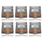 Anubhav Janni Dancing Glass Ring Design (220 Ml) Old Fashioned Whiskey Rotatable Bottom Drinking Vodka Bourbon Scotch Premium Square Diamond Perfect Scotch Bourbon Vodka Juice (Set Of 6 Pcs)