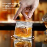 Anubhav Janni Dancing Glass Ring Design (220 Ml) Old Fashioned Whiskey Rotatable Bottom Drinking Vodka Bourbon Scotch Premium Square Diamond Perfect Scotch Bourbon Vodka Juice (Set Of 6 Pcs) - Image 2