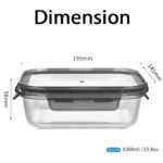 Anubhav Janni Glass Lunch Box Borosilicate Plain Container Airtight Lid Microwave Freezer Safe Office School Men Women Girls Boys Picnic Airtight BPA Free Home Travel Fridge (Pack Of 1 Pcs) - Image 2