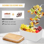 Anubhav Janni Ceramic Butter Box 650 Ml Large Dish with Lid Ceramics Keeper Container Knife High Quality Silicone Sealing Dishes Covers Good Kitchen Home Gift Storage Wooden Lid (Pack Of 1 Pcs) - Image 2