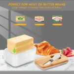 Anubhav Janni Ceramic Butter Box 650 Ml Large Dish with Lid Ceramics Keeper Container Knife High Quality Silicone Sealing Dishes Covers Good Kitchen Home Gift Storage Wooden Lid (Pack Of 1 Pcs) - Image 3