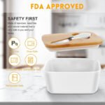 Anubhav Janni Ceramic Butter Box 650 Ml Large Dish with Lid Ceramics Keeper Container Knife High Quality Silicone Sealing Dishes Covers Good Kitchen Home Gift Storage Wooden Lid (Pack Of 1 Pcs) - Image 4