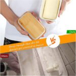 Anubhav Janni Ceramic Butter Box 650 Ml Large Dish with Lid Ceramics Keeper Container Knife High Quality Silicone Sealing Dishes Covers Good Kitchen Home Gift Storage Wooden Lid (Pack Of 1 Pcs) - Image 6