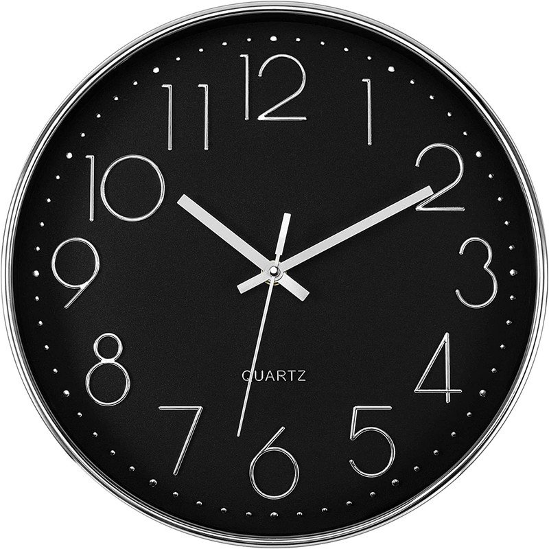 Anubhav Janni Wall Clock Black Silver Plastic Digital Silent Quartz Decorative Room Home Kitchen Bedroom Office School Modern Office Bedroom Living Room Kitchen Home School Décor (Pack Of 1 Pcs) Anubhav Janni Wall Clock Black Silver Plastic Digital Silent Quartz Decorative Room Home Kitchen Bedroom Office School Modern Office Bedroom Living Room Kitchen Home School Décor (Pack Of 1 Pcs) - Image 1