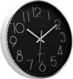 Anubhav Janni Wall Clock Black Silver Plastic Digital Silent Quartz Decorative Room Home Kitchen Bedroom Office School Modern Office Bedroom Living Room Kitchen Home School Décor (Pack Of 1 Pcs) - Image 2