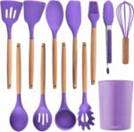 Anubhav Janni Kitchen Spatula With Bucket Silicone Set Cooking Utensil Set Turner Tongs Spoon Brush Whisk Heat Resistant Kit Including Tongs Whisk Spatulas Bucket Turner Kit (Pack Of 1 Pcs)