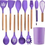 Anubhav Janni Kitchen Spatula With Bucket Silicone Set Cooking Utensil Set Turner Tongs Spoon Brush Whisk Heat Resistant Kit Including Tongs Whisk Spatulas Bucket Turner Kit (Pack Of 1 Pcs)