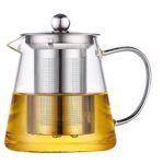 Anubhav Janni New Green Tea Kettle 950ml Borosilicate Glass Pot Stainless Steel Lid Infuser Handle Stovetop Safe Heat Resistant Design Loose Leaf Round Strainer Coffee Juice (Pack Of 1 Pcs)