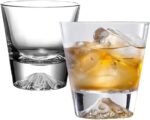 Anubhav Janni Golden Spiral Whisky Glass 290ml Mountain Fuji Crystal Whiskey Classic Elegance Unique Tumblers Scotch Bourbon Liquor Coffee Cocktail Drinks Premium Drinking Glasses (Set Of 6 Pcs)
