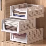 Anubhav Janni 3 Layer Foldable Sliding Drawer Organizer Wardrobe Storage Box Clothes Shelf Basket Containers Bins Cubes Kitchen Office Bedroom Bathrooms Closet Home Cupboard (Pack Of 1 Pcs) - Image 2