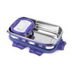 Anubhav Janni Stainless Steel Lunch Box Small Click It Office School Puro Personalized Tiffin Customized Lids Character Engraved Students Hot Jumbo Insulated School Office Home (Pack Of 1 Pcs)