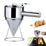 Anubhav Janni Pancake Batter Dispenser Stainless Steel Baking Piston Funnel Stand Cake Large Hole Tool Cupcakes Muffins Crepes Waffles Takoyaki Frying Use Handle Hole Kitchen Needs (Pack Of 1 Pcs)