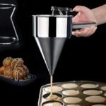 Anubhav Janni Pancake Batter Dispenser Stainless Steel Baking Piston Funnel Stand Cake Large Hole Tool Cupcakes Muffins Crepes Waffles Takoyaki Frying Use Handle Hole Kitchen Needs (Pack Of 1 Pcs) - Image 2