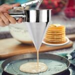 Anubhav Janni Pancake Batter Dispenser Stainless Steel Baking Piston Funnel Stand Cake Large Hole Tool Cupcakes Muffins Crepes Waffles Takoyaki Frying Use Handle Hole Kitchen Needs (Pack Of 1 Pcs) - Image 4