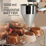 Anubhav Janni Pancake Batter Dispenser Stainless Steel Baking Piston Funnel Stand Cake Large Hole Tool Cupcakes Muffins Crepes Waffles Takoyaki Frying Use Handle Hole Kitchen Needs (Pack Of 1 Pcs) - Image 7
