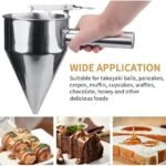 Anubhav Janni Pancake Batter Dispenser Stainless Steel Baking Piston Funnel Stand Cake Large Hole Tool Cupcakes Muffins Crepes Waffles Takoyaki Frying Use Handle Hole Kitchen Needs (Pack Of 1 Pcs) - Image 8