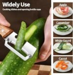 Anubhav Janni Ss Blade Vegetable Peeler SS Fruit With Wooden Handle Sharp Stainless Steel Ergonomic Grip Manual Kitchen Peeling Tool Kitchen Bottle Opener Opener Piece Sharp (Pack Of 1 Pcs) - Image 7
