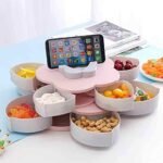 Anubhav Janni Double Layer Candy Box 10 Grid Snack Storage Flower Shape Rotating With Mobile Stand Dry Fruit Candy Chocolate Snacksbox For Home Kitchen (Pack Of 1 Pcs) - Image 5